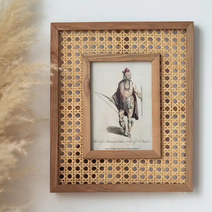 Post image *Premium Handcrafted Beautiful Rattan woven solid wood photo frame*

Cherish your sweet memories by displaying your photographs in this table top rectangular photo frame set with a classic Flower.

- Gifting
- Home Decor / Table Decor 

Material : Rattan woven solid wood photo frame.
rattan net, camphor wood

Size   : 5*7" inches approx .