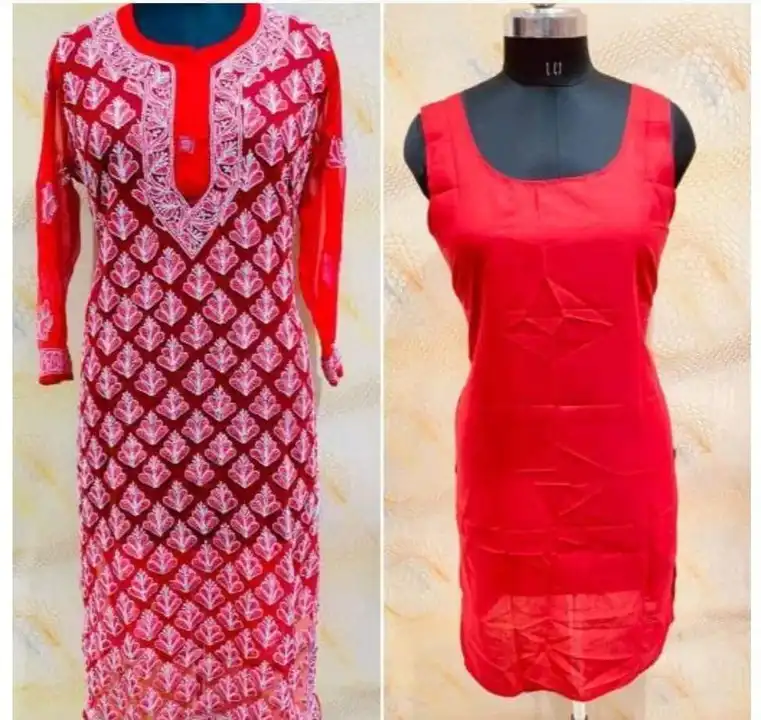 Post image Georgette kurtis with handwork and attached inners