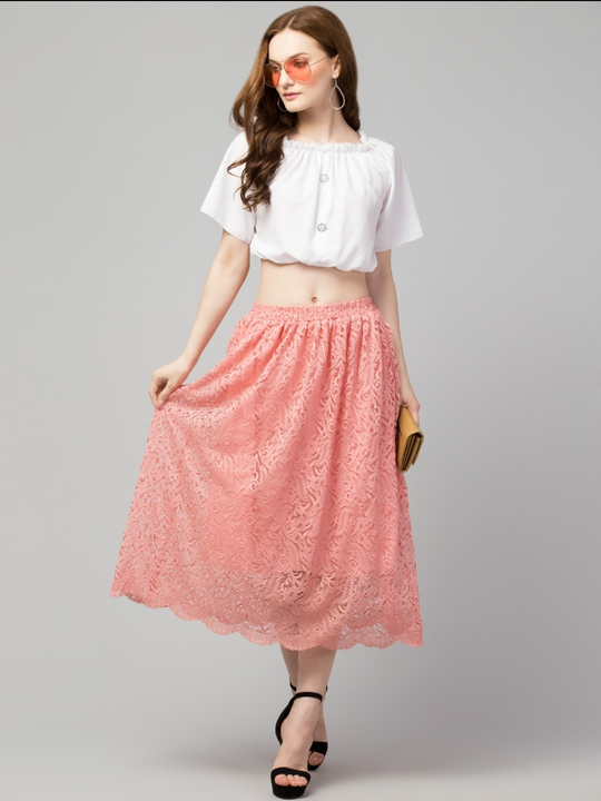 Elegant Solid Lace Mesh Skirt uploaded by Bitsy Owl on 6/27/2023