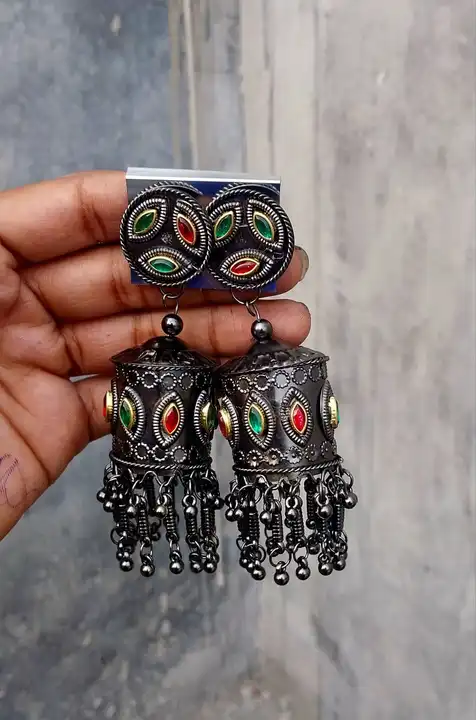 Black platted dual tone earrings  uploaded by Stylecrafts and creations on 6/27/2023