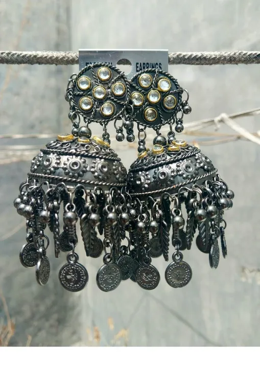 Black platted dual tone earrings  uploaded by Stylecrafts and creations on 6/27/2023