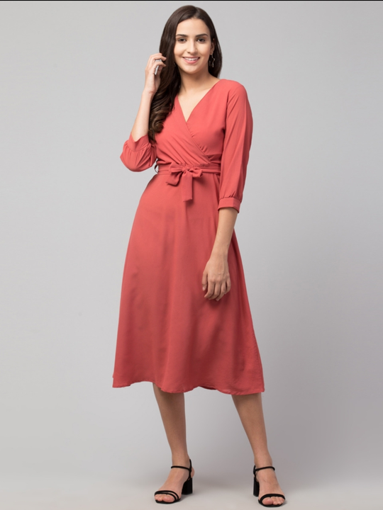 Women Solid Belted Midi Dress uploaded by Bitsy Owl on 6/27/2023