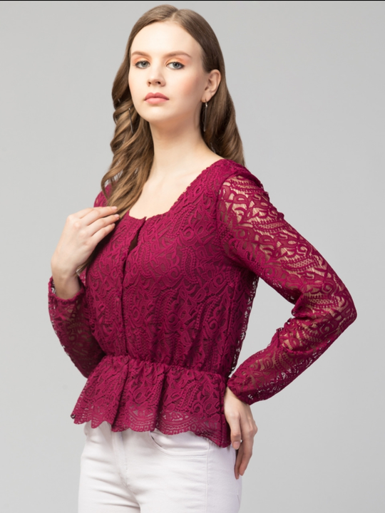 Bishop Sleeve Peplum Lace Top uploaded by business on 6/27/2023