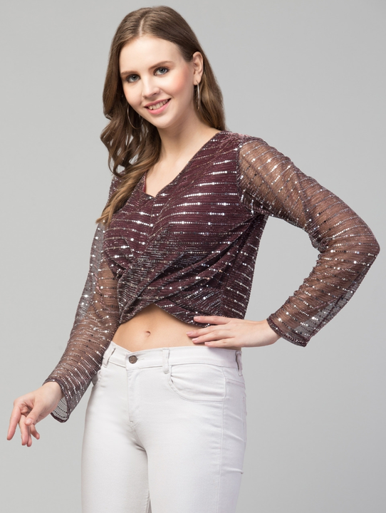 Women Girls Knot Style Tinsel Bling Top uploaded by Bitsy Owl on 6/27/2023