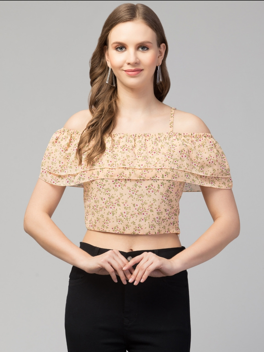 Women Girls Casual Off-Shoulder Floral Frill Top uploaded by Bitsy Owl on 6/27/2023