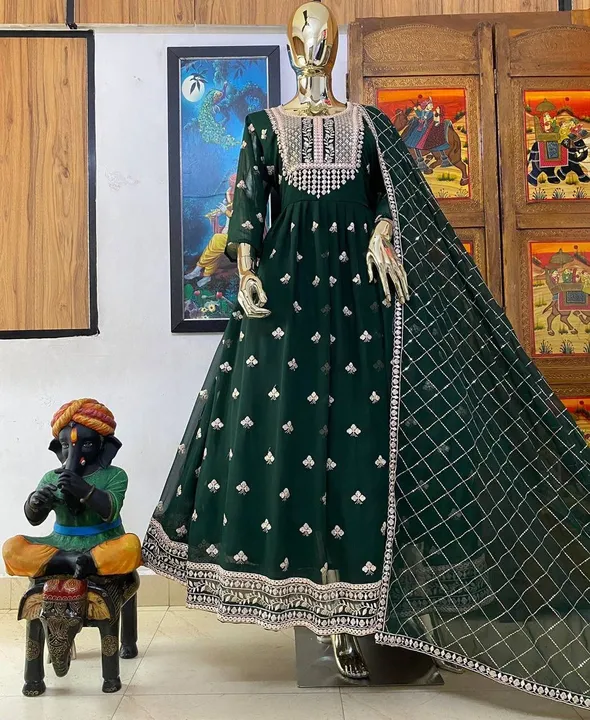 New Designer Embroidered Anarkali Gown With Dupatta Set uploaded by Ritika Internaational on 6/27/2023