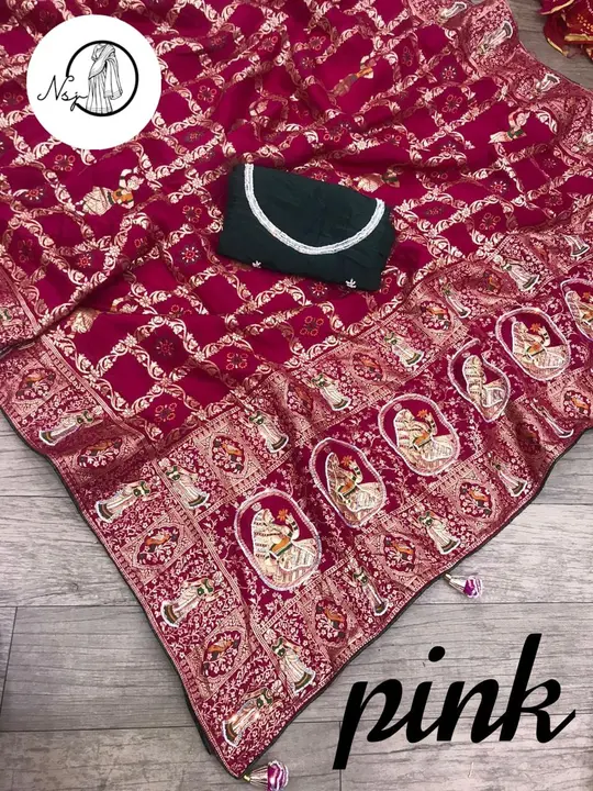 *💗NSJ Presents  unique Doll Saree*

💖💖new Launching💖💖

🥰🥰pure Russian silk  with beautiful za uploaded by Gotapatti manufacturer on 6/28/2023