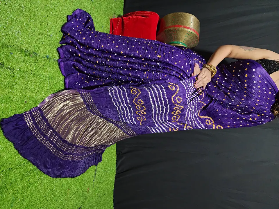 Modal silk bandhani with tissue pullu saree  uploaded by Block print saree on 6/28/2023