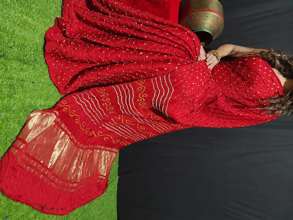 Modal silk bandhani with tissue pullu saree  uploaded by Block print saree on 6/28/2023