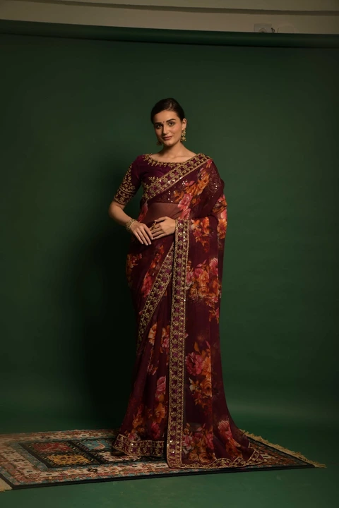 Soft Chiffon Embroidery and Sequence Work Saree  uploaded by Ethnic24 on 6/28/2023