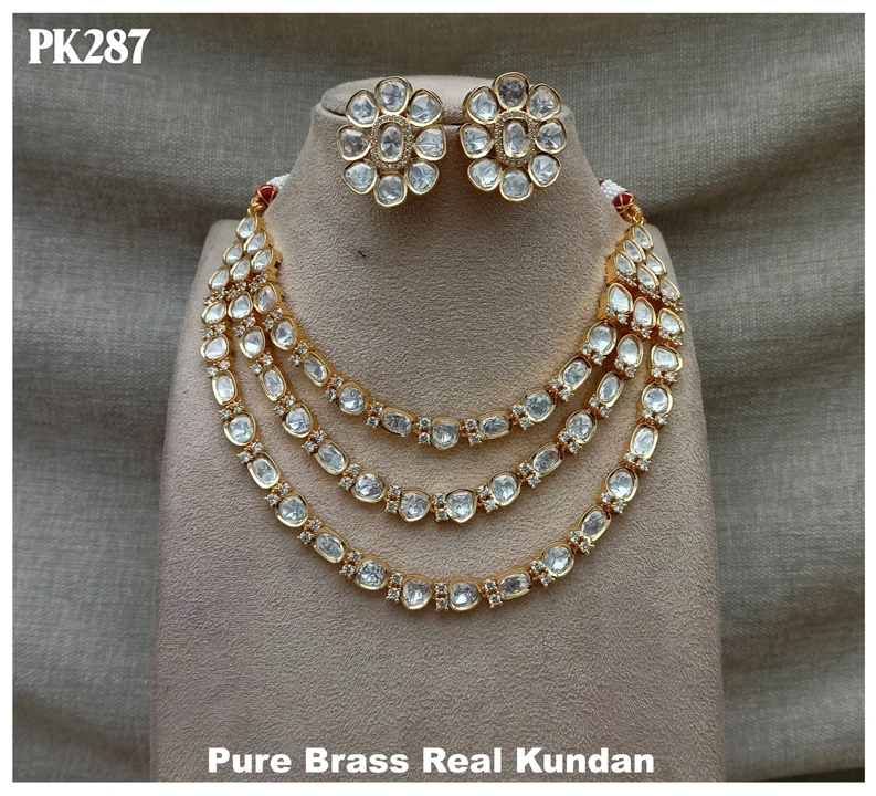  Pure brass base real polki Kundan necklace set  uploaded by Sb designs on 6/28/2023