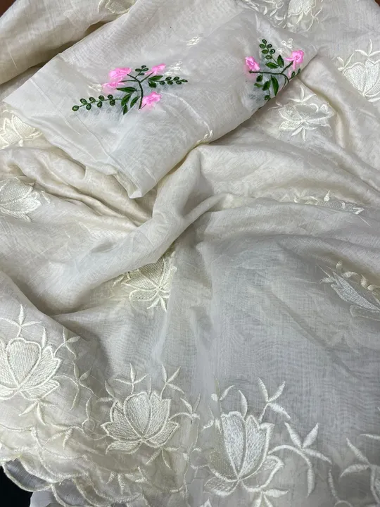 _*Fresh Arrival🔥*_
#CottonThread
#NetraReddy

Pure Chanderi Cotton With Embroidery Work And Cutwork uploaded by Vishal trendz 1011 avadh textile market on 6/28/2023