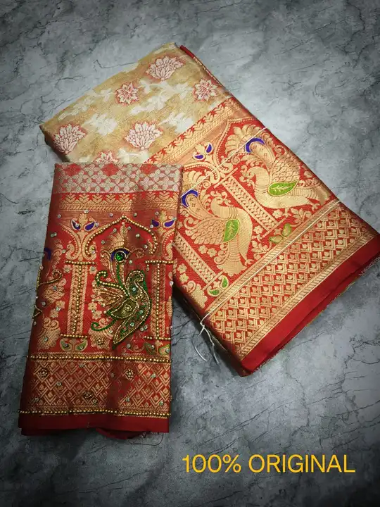 Banari saree with hend work blause uploaded by Kuber silk mills on 6/28/2023