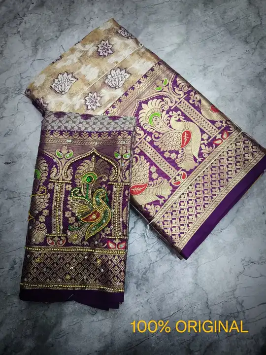 Banari saree with hend work blause uploaded by business on 6/28/2023
