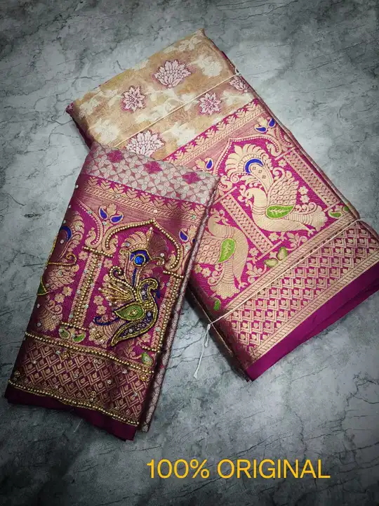 Banari saree with hend work blause uploaded by Kuber silk mills on 6/28/2023