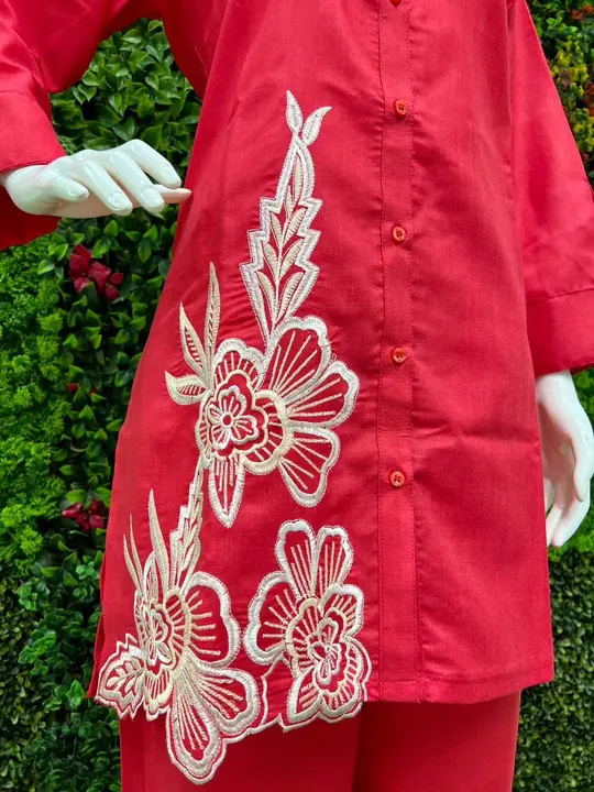 TOP WITH PENT:-DESIGNER EXCLUSIVE NEW HEAVY COTTON EMBROIDERY WORK SUMMER CORDSETS uploaded by NIVA CREATION on 6/28/2023