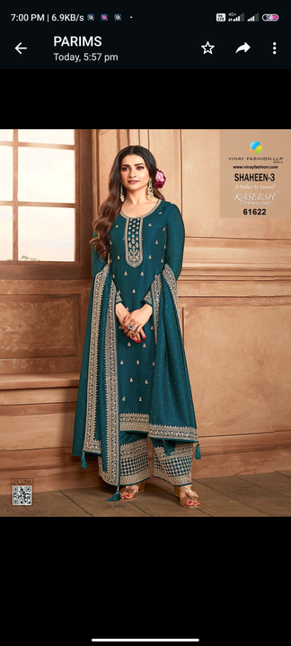 Post image I want 1 pieces of Suits and dress material at a total order value of 1500. I am looking for Same picture same dress I need. Please send me price if you have this available.