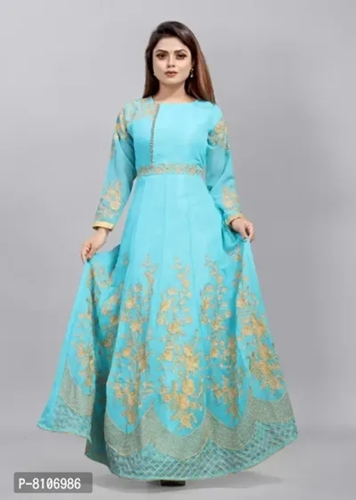 Womens Georgette Embroidered Semi-Stitched Gown uploaded by I. R. FASHION on 6/28/2023