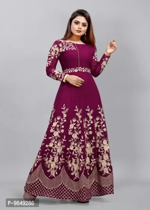 Womens Georgette Embroidered Semi-Stitched Gown uploaded by I. R. FASHION on 6/28/2023