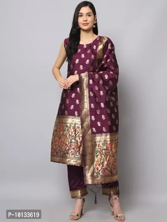 Womens Cotton Silk Jacquard Weaving Straight Kurta With Pant  Banarasi Silk Dupatta
 uploaded by I. R. FASHION on 6/28/2023