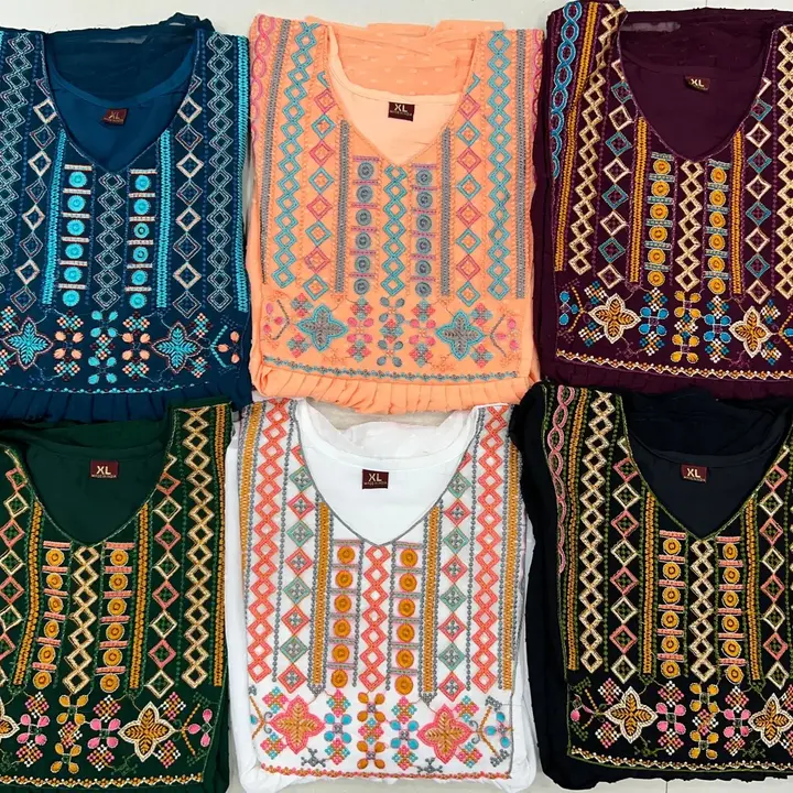 Post image *Charming 3.0*

_Short Tops in Heavy Embroidery Multi Color_

*Fabric:* Georgette Butti with inner 

*Size:*
M:38”
L:40”
XL:42”
XXL:44”

Length:30”

*Rate:* 425 rs 

_Best Quality Tops @ Best Rate_