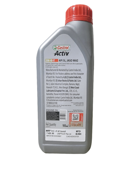 Castrol active 20w40  (900ml) uploaded by Mahakal traders on 6/28/2023