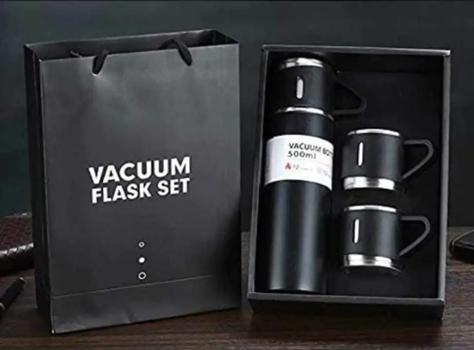 Post image Vacuum Flask with 2 cups ₹245 for 24 ok pcs available