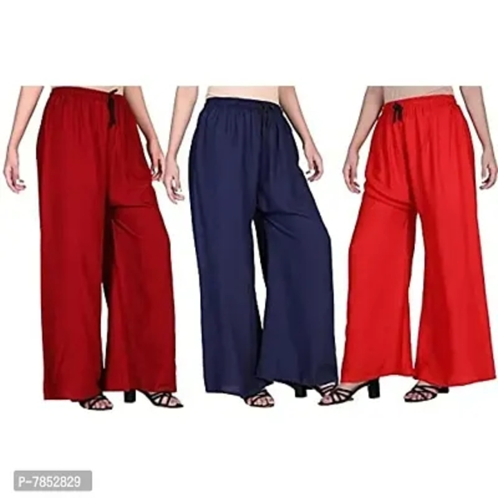 Plain Rayon Palazzo for Women's with Nylon Dori and Miyani, Pack of 3 uploaded by wholsale market on 6/29/2023