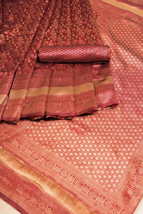 Rich pallu with allovar golden zari weaving design saree uploaded by Dhananjay Creations Pvt Ltd. on 6/29/2023