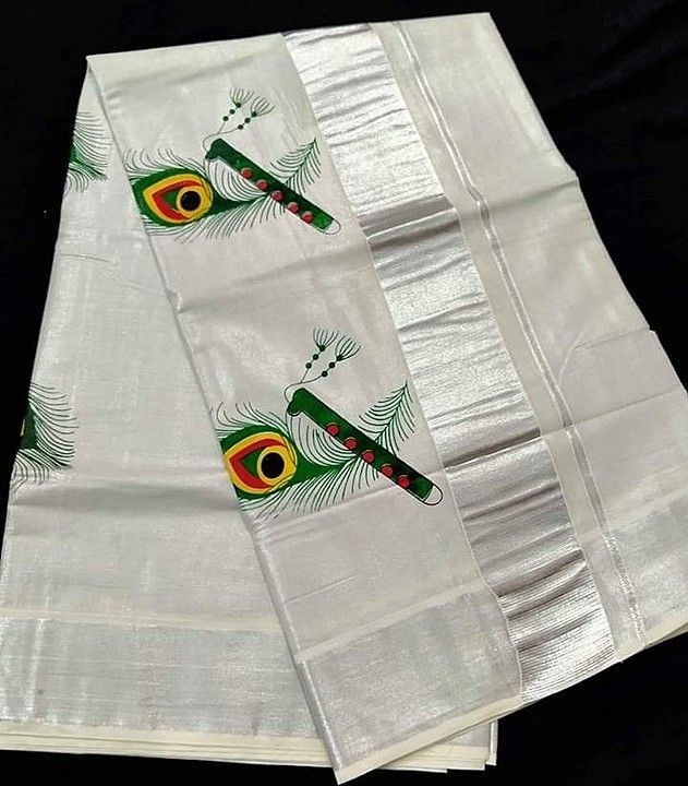 Kuthamplly puvr cotton tissue printed saree uploaded by KERALA SAREES on 7/15/2020