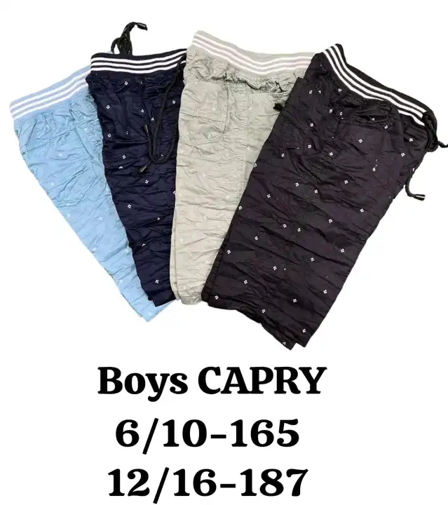 BOYZ CAPRI  uploaded by Rivi Kids Fashion.... KIDS WHOLE SALE  on 6/29/2023