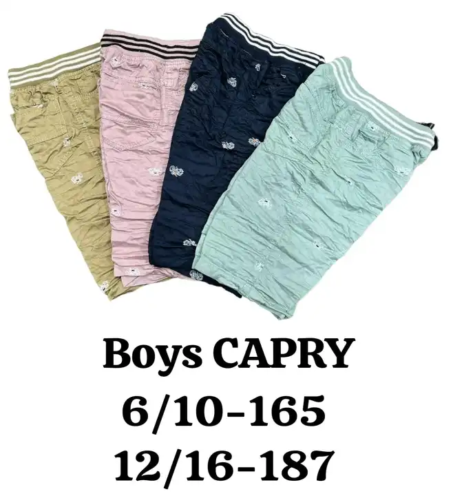 BOYZ CAPRI  uploaded by Rivi Kids Fashion.... KIDS WHOLE SALE  on 6/29/2023