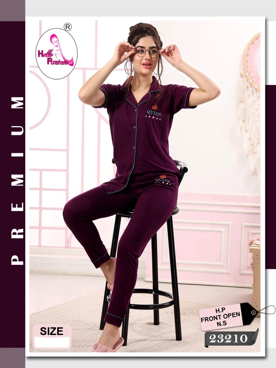 Plain collar night-suit uploaded by Mahadev cloth store on 6/29/2023