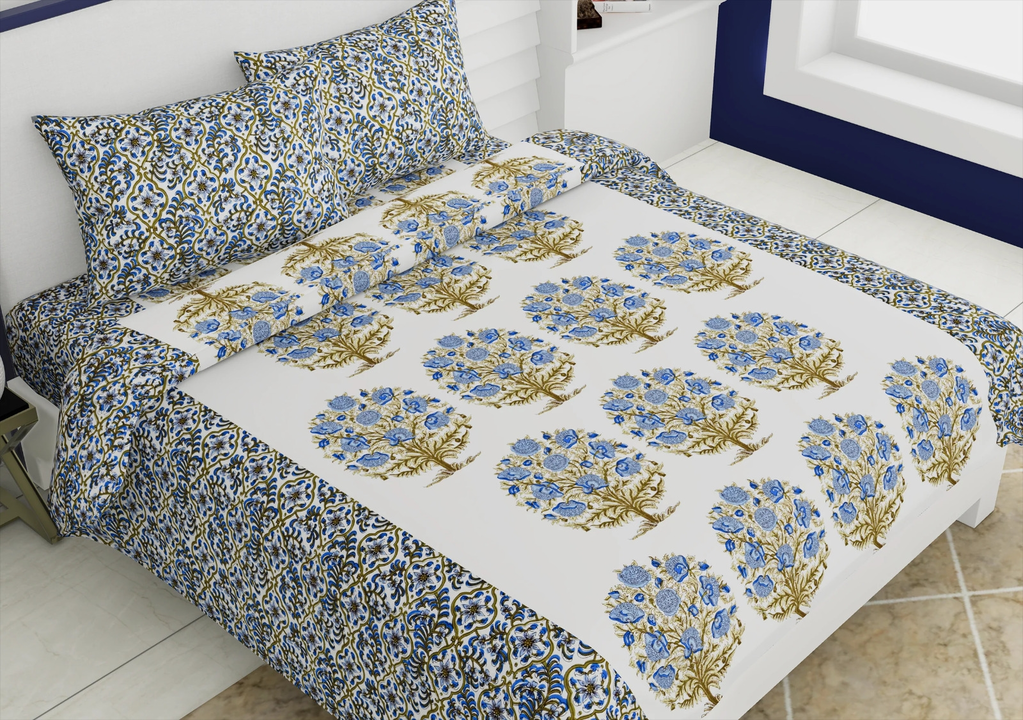 ☺️☺️Pure Cotton Floral Printed Designer Double Bed Bedsheet With 2 Pillow Covers
 uploaded by Home decor on 6/29/2023