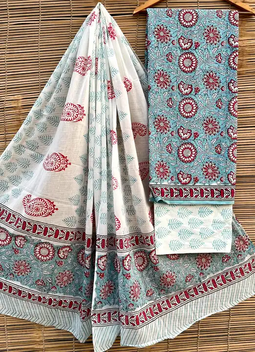 Bagru Hand block printed pure cotton suit with cotton mulmul dupatta  uploaded by The print house  on 6/29/2023