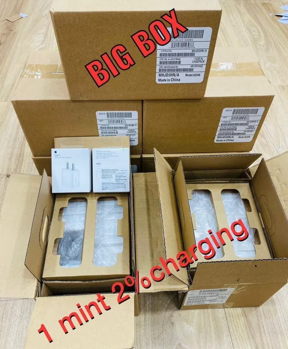iPhone 20w adaptor big box 1 mint 2% charging  uploaded by B.S. ENTERPRISE ( BABUSINGH RAJPUROHIT) on 6/29/2023