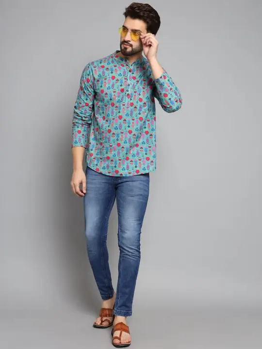 Cotton printed men’s kurta 
Size: M,L,XL,XXL
Fabric: Cotton
Sleeves: Full
Length: see in size chart
 uploaded by Ganpati handicrafts on 6/29/2023