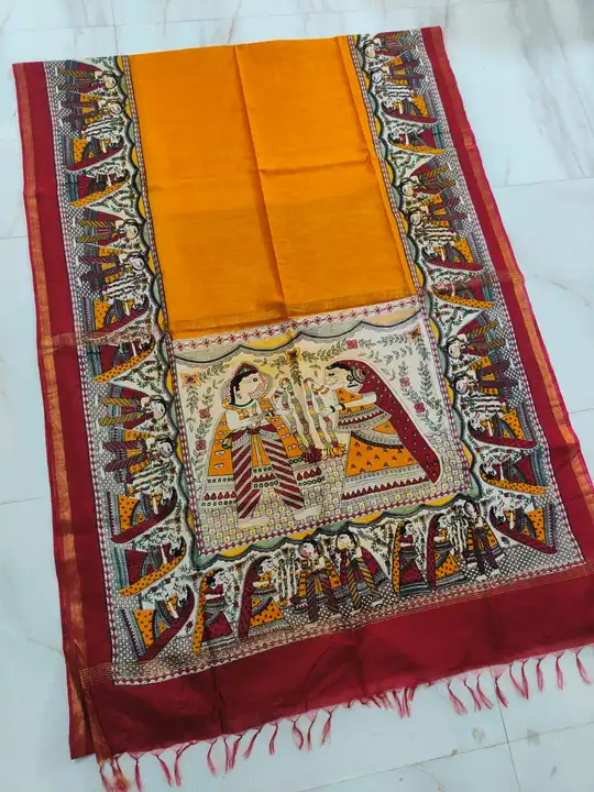 👆new collection madhubani paint saree

Fabric  -----+ Kota staple zari border
Blouse.  -----+ runni uploaded by ALINA HANDLOOM  on 6/29/2023