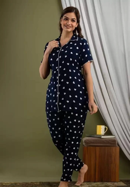 STYLISH AND BEAUTIFUL FLORAL PRINT NIGHT SUIT WITH PYJAMA SET | V-NECK HALF SLEEVE IN COTTON FABRIC  uploaded by R.V.Trading Company on 6/29/2023
