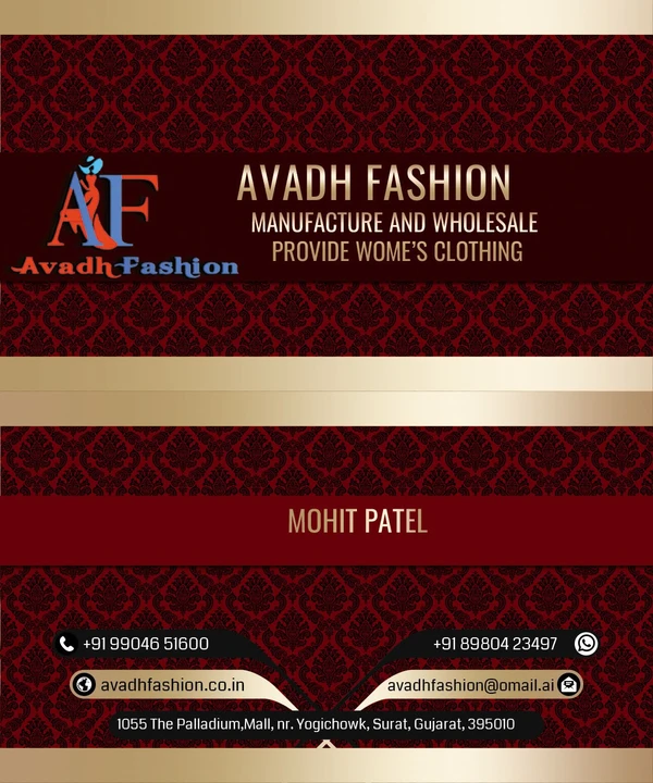 Visiting card store images of Avadh Fashion