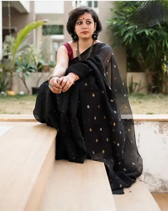 Handloom linen by resam sciquance jamdani saree  uploaded by Santipur saree on 6/29/2023