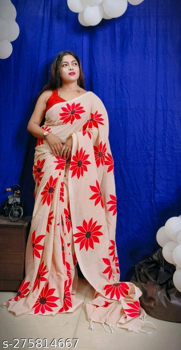 Handloom Slab Cotton Hand-painted Saree uploaded by Milaans on 6/29/2023