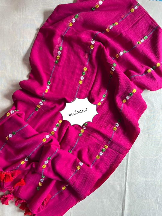Handloom Cotton Floral Embroidery Saree  uploaded by Milaans on 6/29/2023
