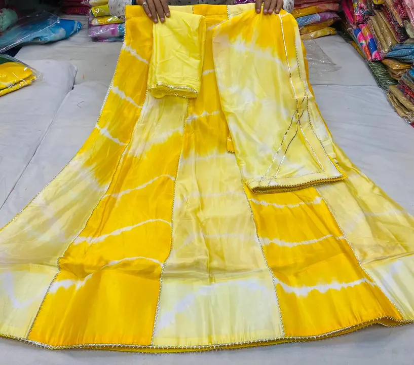 *😀😀Beautiful Lahenghas*😀😀
For This Season

* CHINON  silk langha WITH Jaipuri lhariya 🥻🥻🥻 dai uploaded by Gota Patti manufacturing on 6/29/2023