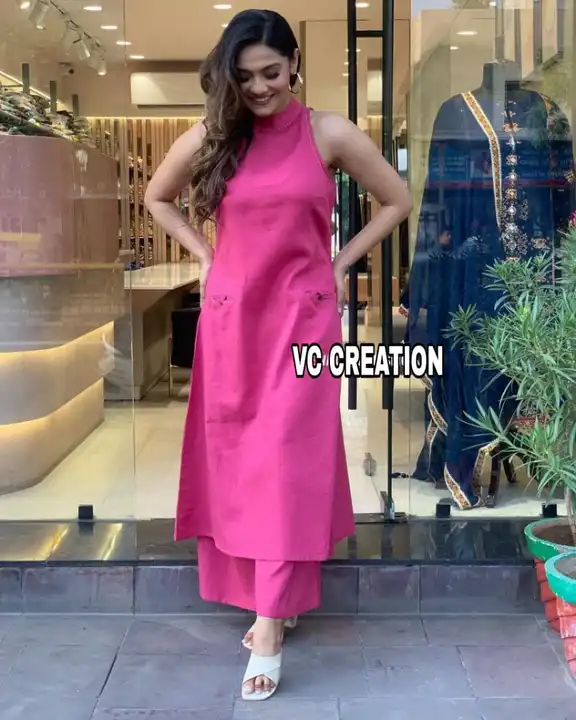 Pure  Cotton work kurti  with  plazo 

Hot pink  colour look very smart perfect look for summer
Slee uploaded by business on 6/29/2023