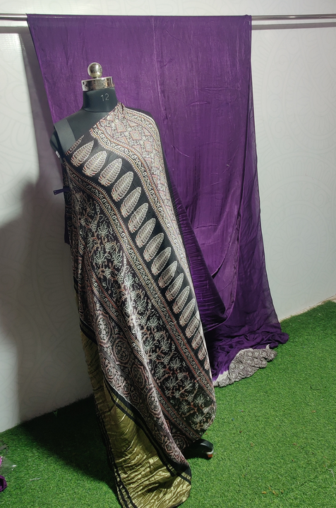 Modal silk ajrakh print nachral saree  uploaded by business on 6/30/2023