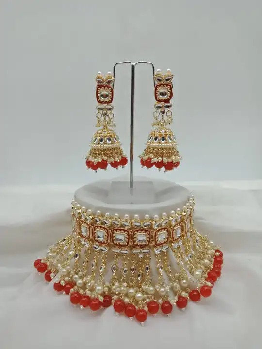 Semi Bridal Style Necklace Set With Earrings Mangtikka  uploaded by Namah Creation on 6/30/2023
