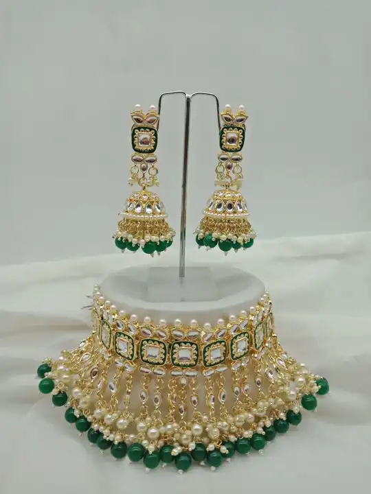 Semi Bridal Style Necklace Set With Earrings Mangtikka  uploaded by Namah Creation on 6/30/2023