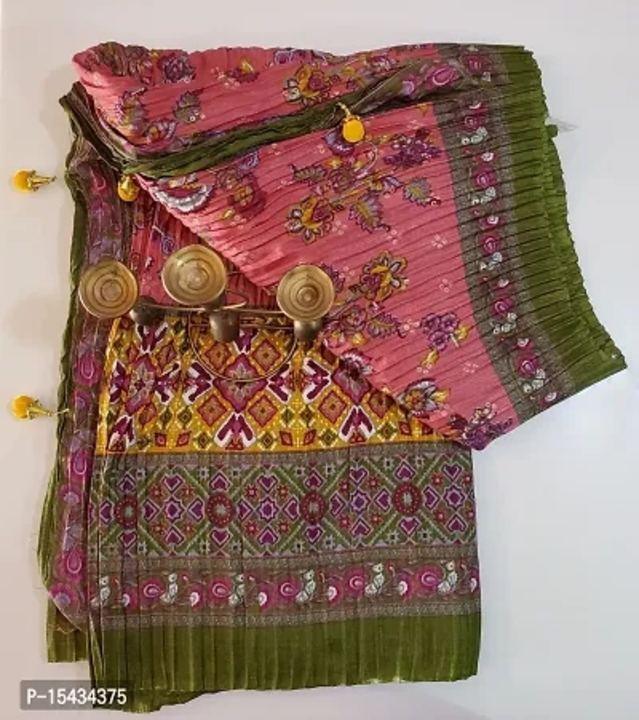 Dola Silk Printed Crushed Sarees with Blouse Piece uploaded by wholsale market on 6/30/2023
