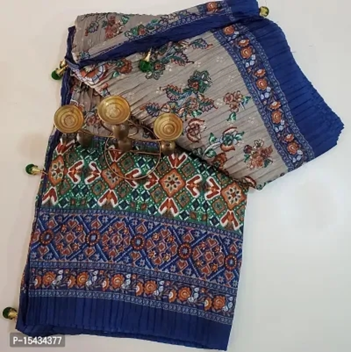Dola Silk Printed Crushed Sarees with Blouse Piece uploaded by wholsale market on 6/30/2023